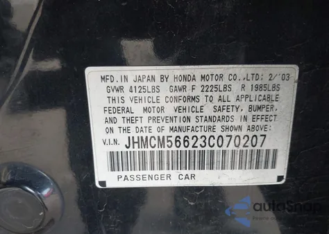 2003 Honda Accord 2.4 Ex из США, поврежденный, VIN JHMCM56623C070207